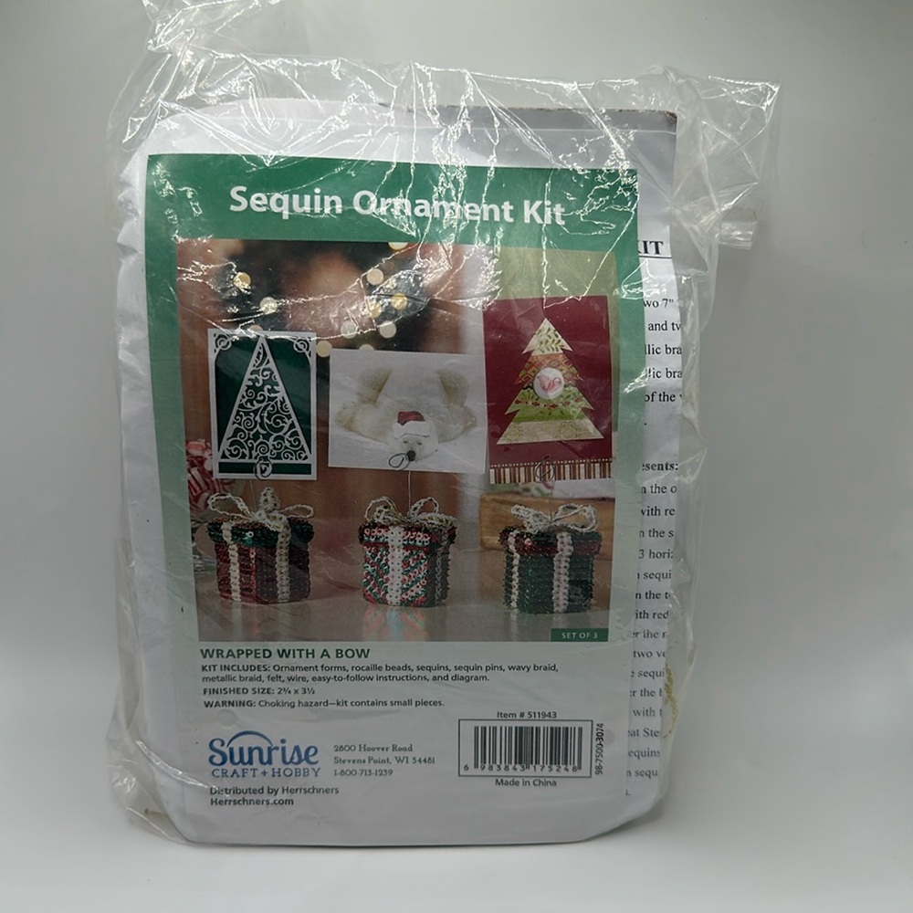 Sequin ornament Christmas kit wrapped with a bow